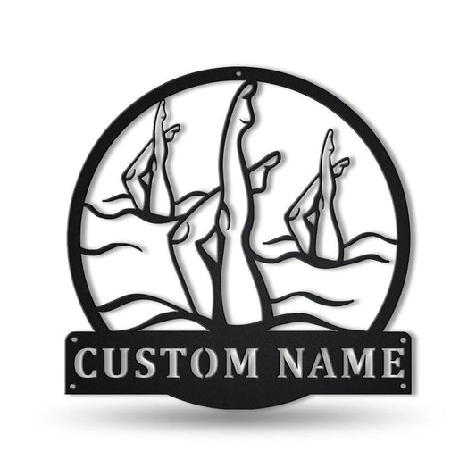 Personalized Artistic Swimming Monogram Metal Sign Art ,custom Artistic Swimming Metal Sign, Swimming - metal sign