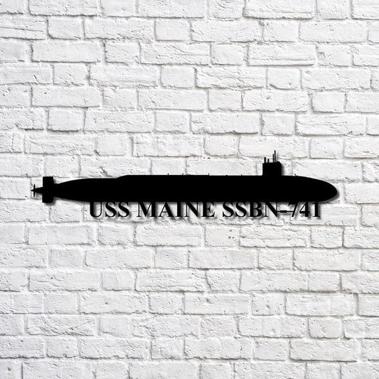 Uss Maine Ssbn741 Navy Ship Metal Art, Custom Us Navy Ship Cut Metal Sign, Gift For Navy Veteran, Navy - metal sign