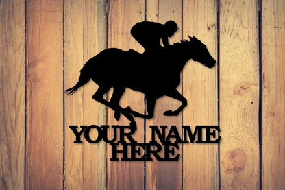 Custom Horse Racing Metal Sign Personalized Metal Horse Decor Horse Racing Wall Hanging