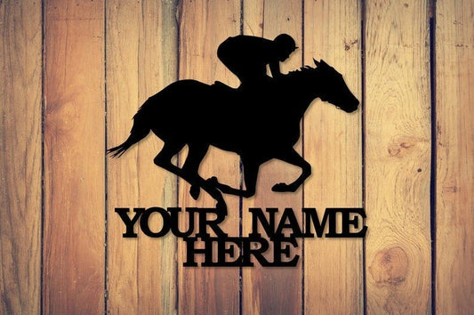 Custom Horse Racing Metal Sign Personalized Metal Horse Decor Horse Racing Wall Hanging - 8 inches - metal sign