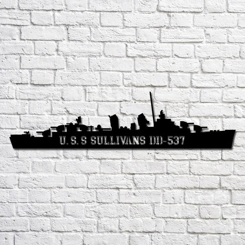U.s.s Sullivans Dd537 Navy Ship Metal Art, Custom Us Navy Ship Cut Metal Sign, Gift For Navy Veteran, Navy Ships Silhouette Metal Art, Navy Home Decor Laser Cut Metal Signs Custom Gift Ideas
