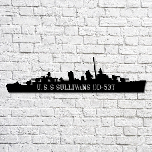 U.s.s Sullivans Dd537 Navy Ship Metal Art, Custom Us Navy Ship Cut Metal Sign, Gift For Navy Veteran - metal sign