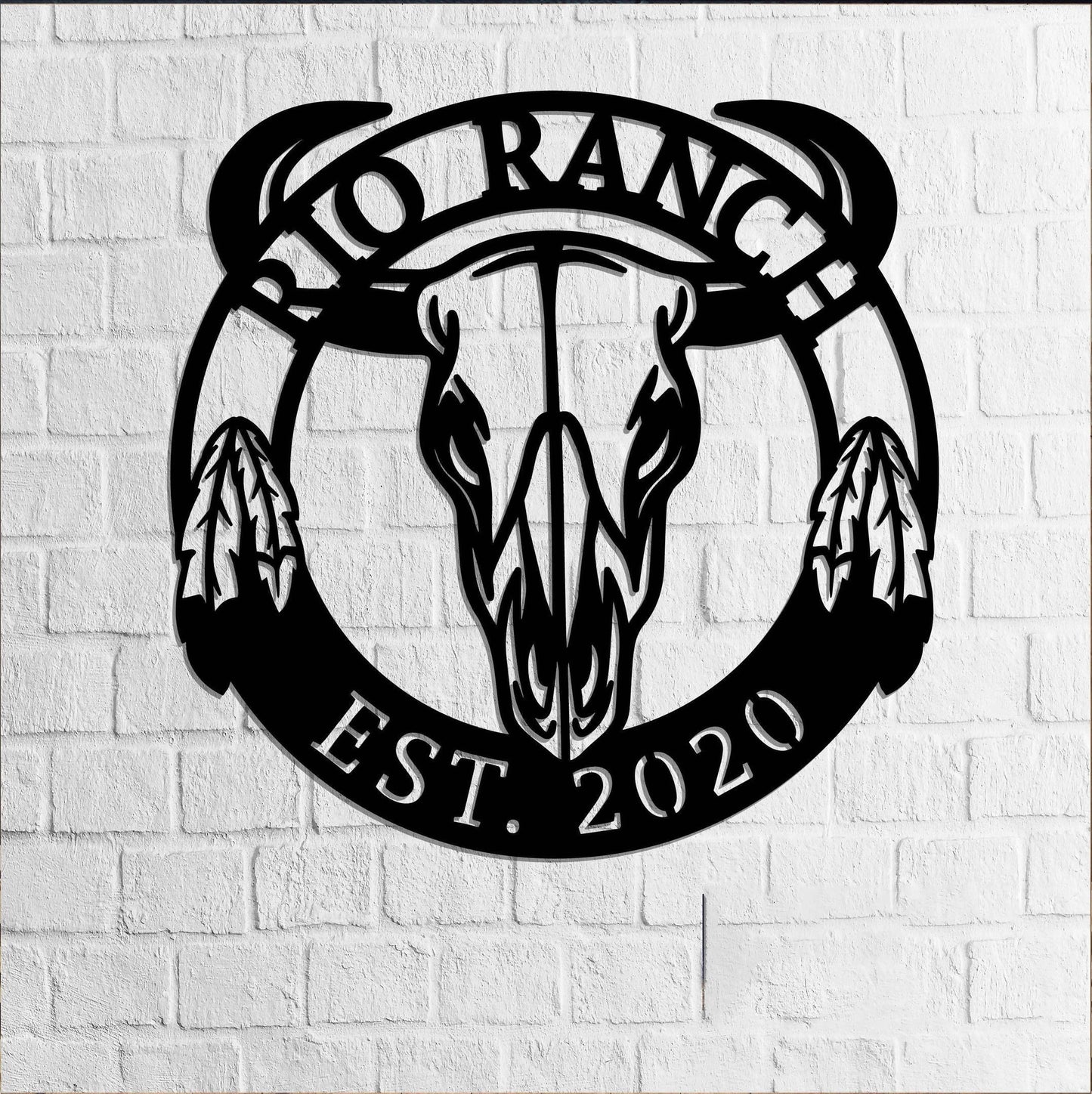 Bull Skull Sign Skull Bull Ethnic Feather Cow Skull Antlers Southwestern Decor Entrance Sign Longhorns Sign West Sign