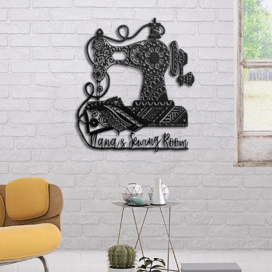 Nana's She Shed Sewing Family Personalized Metal Sign Laser Cut Metal Signs Custom Gift Ideas - metal sign