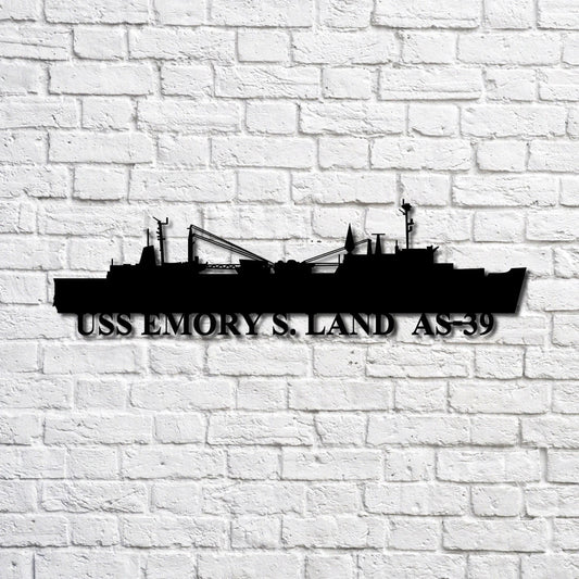 Uss Emory S. Land As39 Navy Ship Metal Art, Custom Us Navy Ship Cut Metal Sign, Gift For Navy Veteran - metal sign