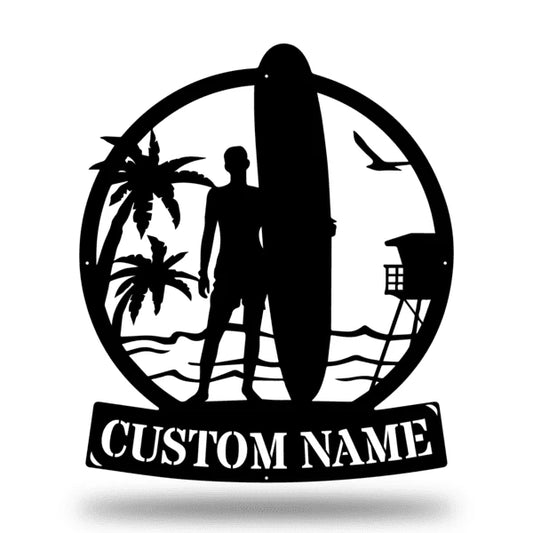 Longboard Male Surfer Monogram Customized Metal Signs, Custom Metal Sign, Custom Signs, Metal Sign, Metal - metal sign