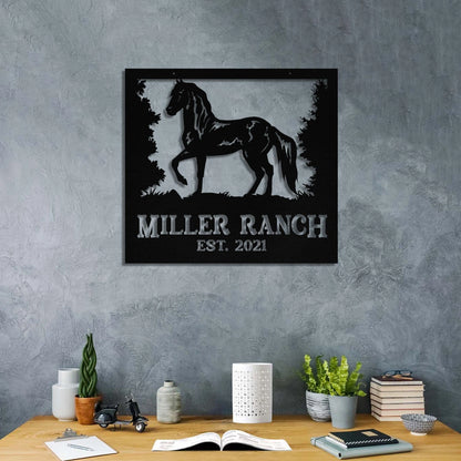 Metal Horse Sign Monogram, Custom Outdoor Farmhouse, Ranch, Wall Decor Art Gift, Metal Laser Cut Metal Signs Custom Gift Ideas