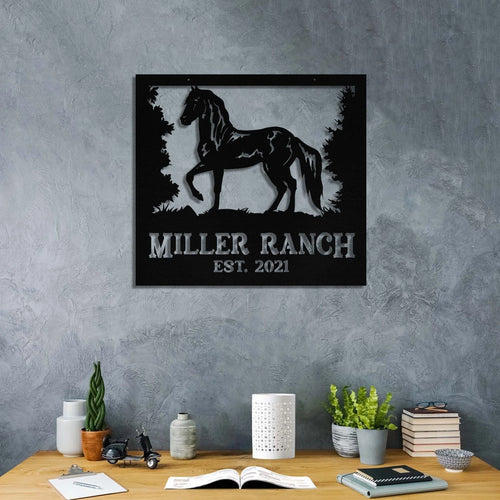 Metal Horse Sign Monogram, Custom Outdoor Farmhouse, Ranch, Wall Decor Art Gift, Metal Laser Cut Metal Signs Custom Gift Ideas
