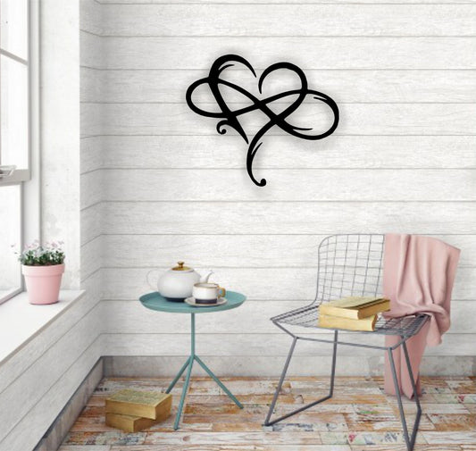 Infinity Heart Metal Sign Entryway Decor Living Room Decor Wedding Gift Anniversary Gift Christmas - 8 inches - metal sign