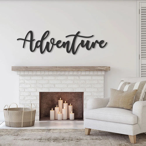 Adventure Sign, Metal Cursive Word Sign, Word Wall Art, Cursive Wall Art, Housewarming Gift, Farmhouse Decor, Custom Word Sign Laser Cut Metal Signs Custom Gift Ideas
