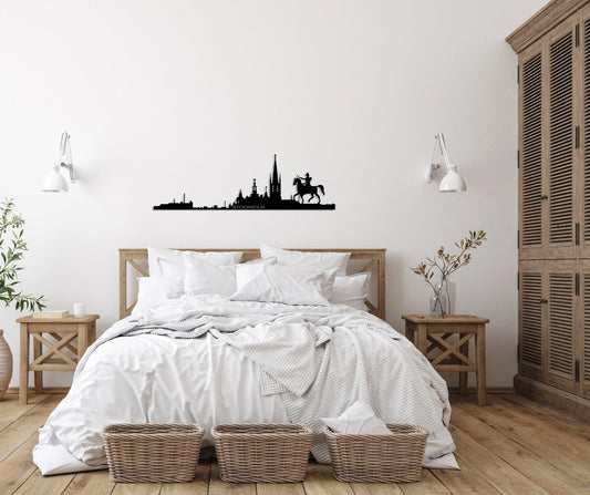 Stockholm City Silhouette Metal Wall Art, Stockholm Skyline Metal Wall Decor, Home Living Room - metal sign