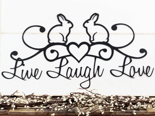 Bunny Live Laugh Love Metal Wall Decor Metal Sign Metal Wall Hanging Bunnies Easter Bunny Rabbit