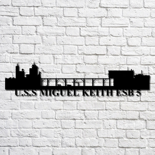 U.s.s Miguel Keith Esb 5 Navy Ship Metal Art, Custom Us Navy Ship Cut Metal Sign, Gift For Navy Veteran - metal sign
