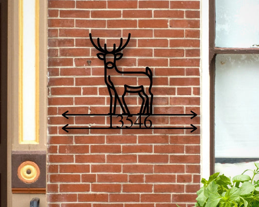 Personalized Metal Deer Sign, Metal House Number Deer Sign, Front Porch Sign,address Sign,metal Deer - metal sign