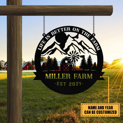 Personalized Metal Farm Sign Barn Monogram Custom Outdoor Farmhouse Entry Road Front Gate Wall Decor Gift