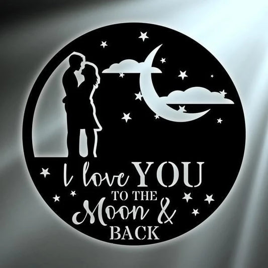 Couple Moon & Back Customized Metal Signs Custom Metal Sign Custom Signs Metal Sign - 8 inches - metal sign