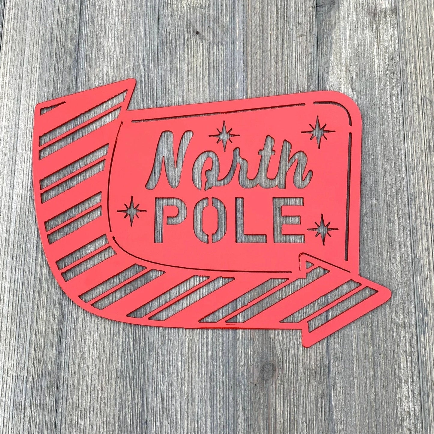 North Pole Metal Sign Cutout Cut Metal Sign Wall Metal Art