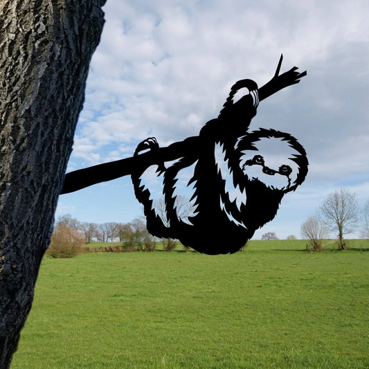 Funny Sloth Tree Stake, Outdoor Decor, Steel Sign Laser Cut Metal Signs Custom Gift Ideas - 8 inches - metal sign