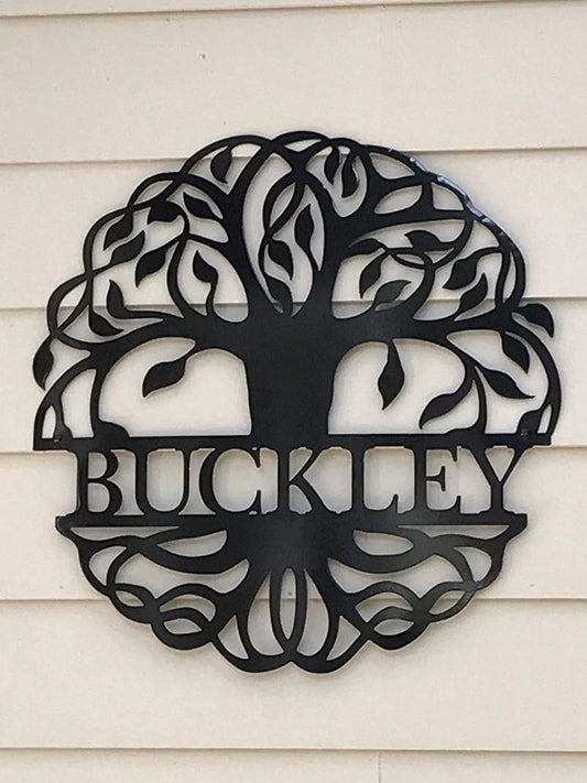 Monogram, Metal Sign, Personalized, Tree Of Life, Wedding, Housewarming, Large, Stainless Steel - wedding detail