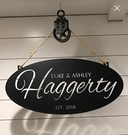 Personalized Metal Sign,laser Cut Sign With Your Name, Oval Address Sign, Metal Wall Art, Metal House Sign, Metal Laser Cut Metal Signs Custom Gift Ideas