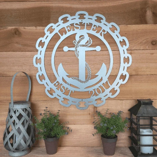 Custom Anchor Metal Sign Cut Metal Sign Metal House Sign - 8 inches - metal sign