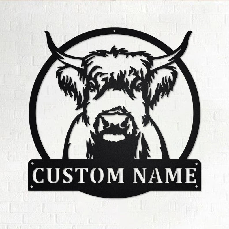 Custom Highland Cow Personalized Highland Cow Name Sign Decoration For Room Highland Cow Custom Highland Cow