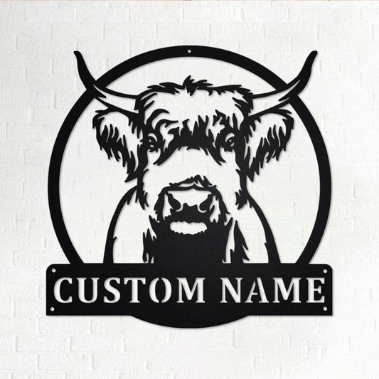 Custom Highland Cow Personalized Highland Cow Name Sign Decoration For Room Highland Cow Custom Highland Cow - 8 inches - metal sign