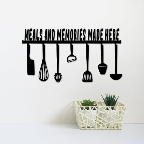 Meals And Memories Made Here Sign Metal Kitchen Signs Wall Quote Foodie Gifts Kitchen Decor Dining Room Wall Art