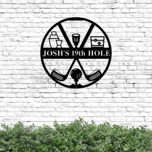 Personalized Golf Metal Sign 19th Hole Sign Golf Golf Gifts For Men Man Cave Sign Metal Sign Gift For Golfer - 8 inches - metal sign