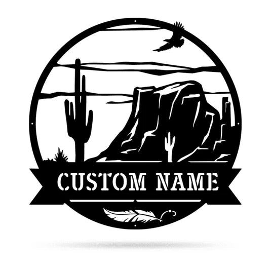 Southwestern Serenity Monogram, Cut Metal Sign, Metal Wall Art, Metal House Sign Laser Cut Metal Signs Custom Gift Ideas - 8 inches - metal sign