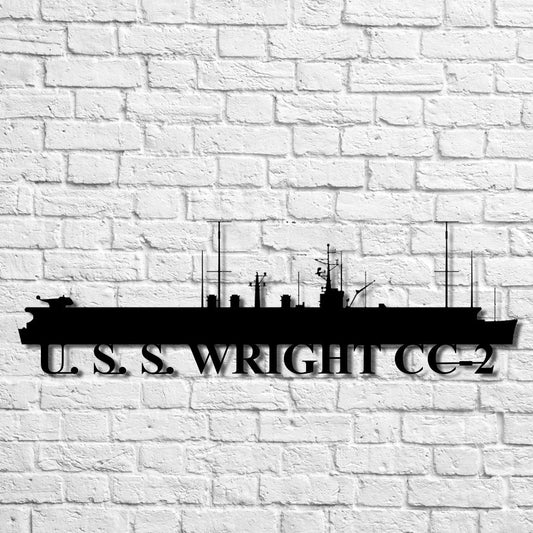 U. S. S. Wright Cc2 Navy Ship Metal Art, Custom Us Navy Ship Cut Metal Sign, Gift For Navy Veteran, Navy - metal sign