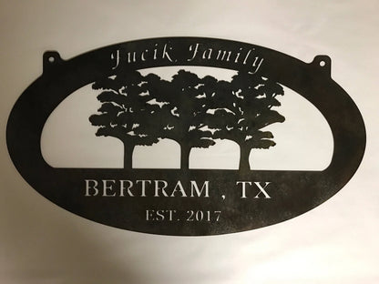 Metal Tree Sign With Three Trees Customized With Your Name, Metal Wall Art, Metal House Sign Laser Cut Metal Signs Custom Gift Ideas