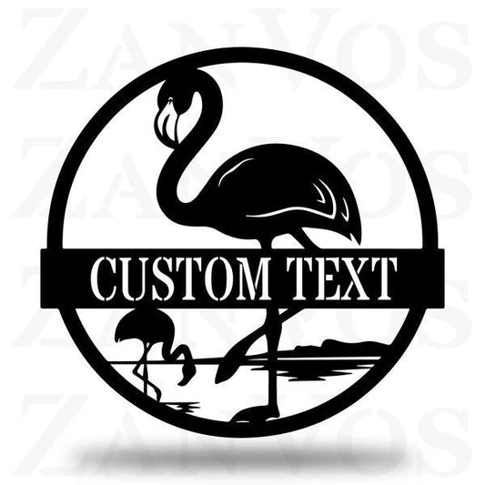 Flamingo Monogram V2 Customized Metal Signs, Custom Metal Sign, Custom Signs, Metal Sign, Metal Laser Cut Metal Signs Custom Gift Ideas - 8 inches - metal sign
