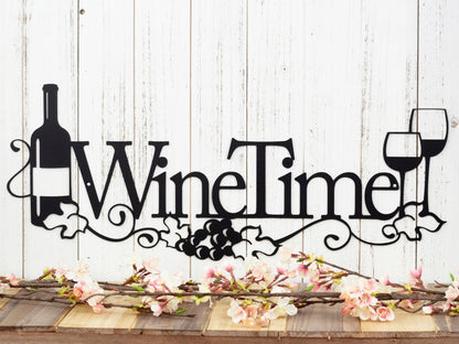 Wine Time Metal Sign, Wine Decor, Metal Wall Art, Kitchen Decor, Dining Decor, Wine Lover, Metal Wall Decor, Wall Hanging, Sign Laser Cut Metal Signs Custom Gift Ideas