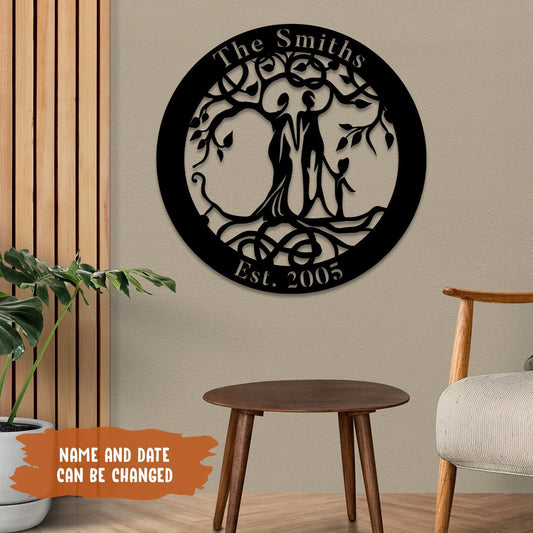 Personalized Family Tree Of Life Metal Art, Housewarming Anniversary Gift Laser Cut Metal Signs Custom Gift Ideas - 8 inches - metal sign