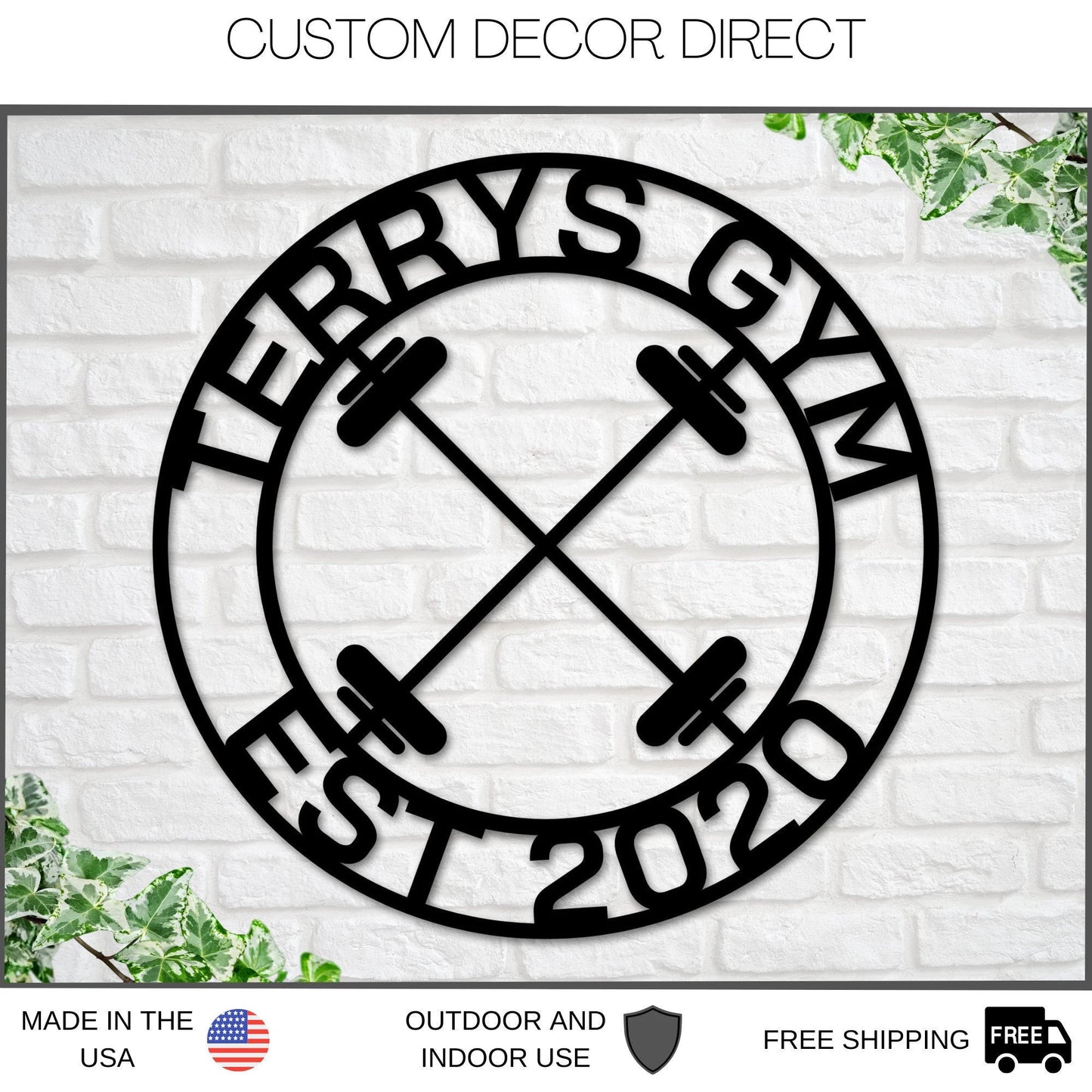 Personalized Gym Sign, Gym Name Sign, Home Gym Sign, Cross Fit Sign, Custom Weight Name Sign, Metal Wall Art, Barbell Sign, Outdoor Gym Sign Laser Cut Metal Signs Custom Gift Ideas