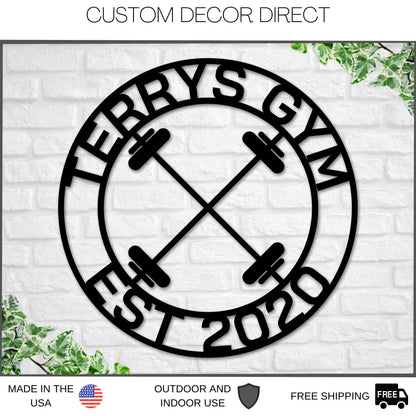 Personalized Gym Sign, Gym Name Sign, Home Gym Sign, Cross Fit Sign, Custom Weight Name Sign, Metal Wall Art, Barbell Sign, Outdoor Gym Sign Laser Cut Metal Signs Custom Gift Ideas