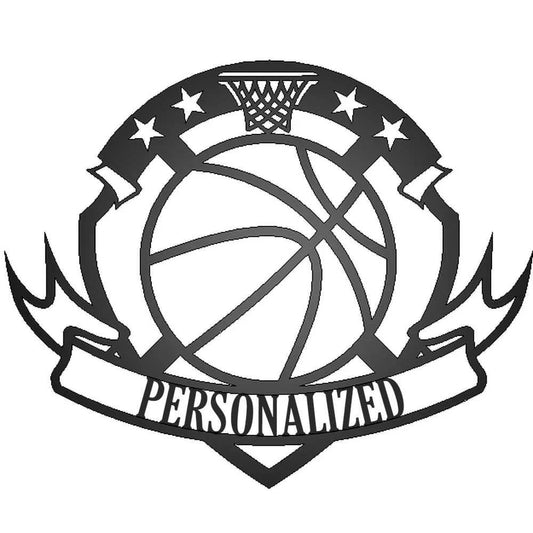 Personalized Name Basketball Metal Wall Sign, Cut Metal Sign, Wall Metal Art Laser Cut Metal Signs Custom Gift Ideas - 8 inches - metal sign
