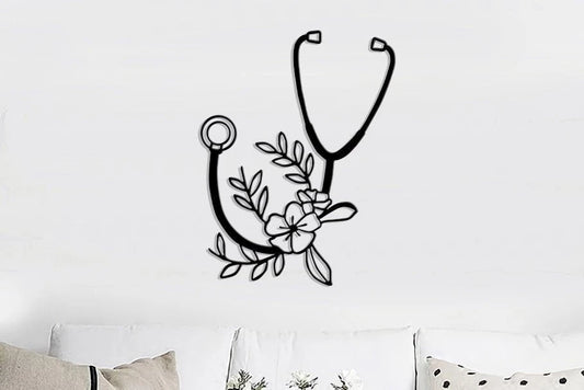 Stethoscope Decor Nurse Office Decor Best Gift For Nurse Sign For Office Nurse Doctor Wall Decoration - 8 inches - metal sign