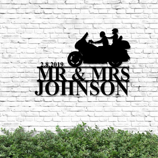 Custom Biker Couple Personalized Metal Sign Biker Metal Sign Outdoor Decor Motorcycle Sign Gift For Couple Gift For Husband - 8 inches - metal sign