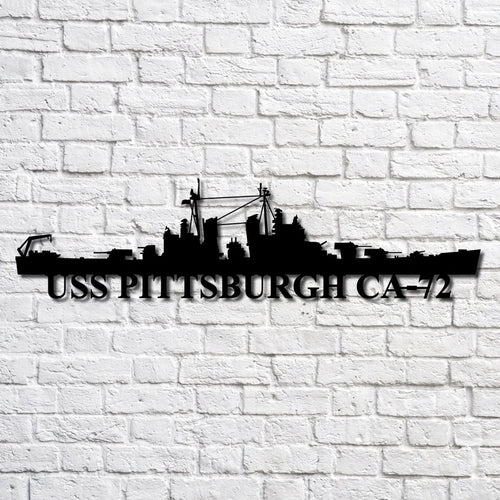 Uss Pittsburgh Ca72 Navy Ship Metal Art, Gift For Navy Veteran, Navy Ships Silhouette Metal Art, Navy Home Decor Laser Cut Metal Signs Custom Gift Ideas