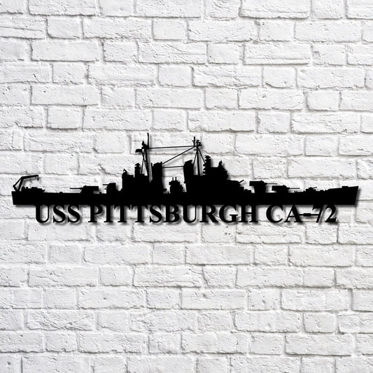Uss Pittsburgh Ca72 Navy Ship Metal Art, Gift For Navy Veteran, Navy Ships Silhouette Metal Art, Navy Home Decor Laser Cut Metal Signs Custom Gift Ideas