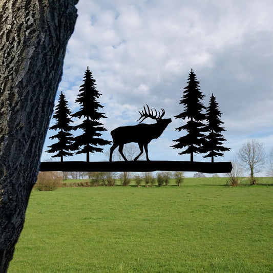 Elk Metal Tree Stake, Mountain Steel Art, Gift For Him Laser Cut Metal Signs Custom Gift Ideas - 8 inches - metal sign
