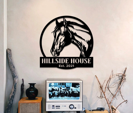 Monogram, Horse, Equestrian, Barn Sign, Metal, Personalized, Wedding Gift, Housewarming Gift, Metal Wall - wedding detail