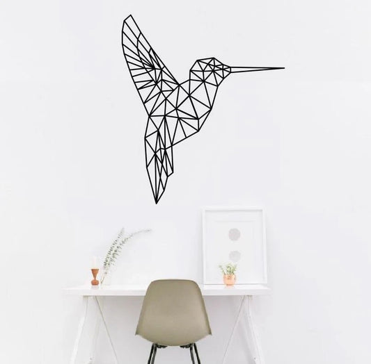 Geometric Hummingbird Metal Bird Hummingbird Geometric Metal Wall Decor - 8 inches - metal sign
