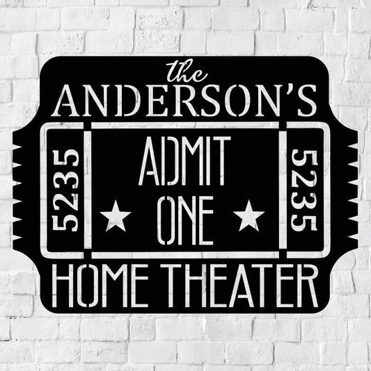 Personalized Home Theater Metal Art, Home Theatre Metal Art, Personalized Metal Art, Theater Sign, Indoor - metal sign