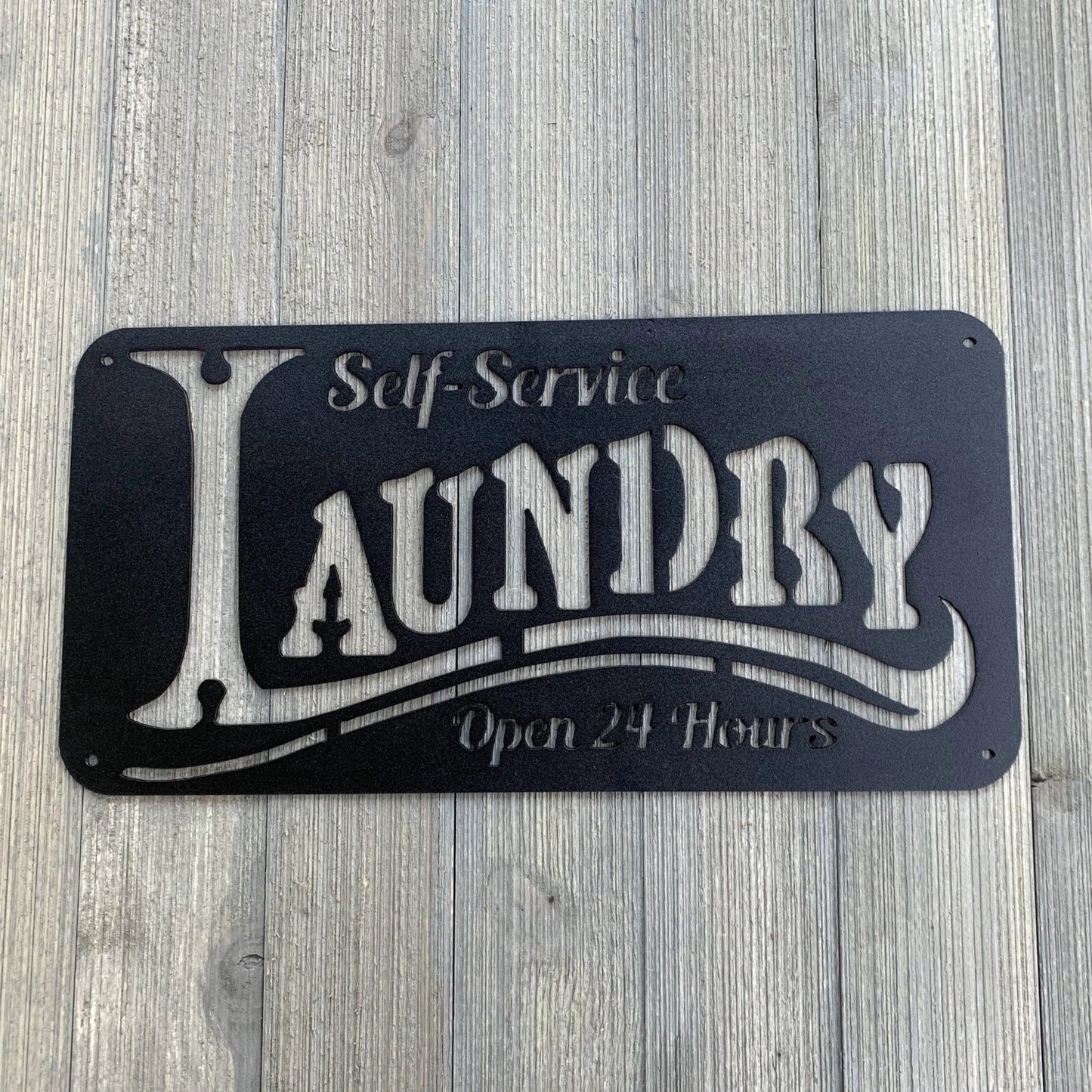 Self Service Laundry Metal Sign Cutout Cut Metal Sign Wall Metal Art