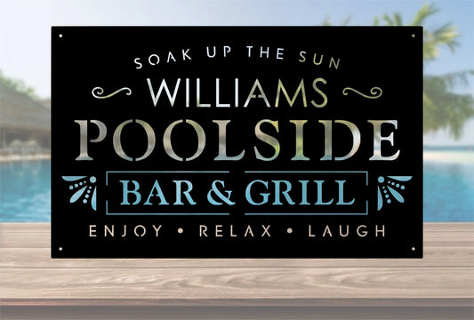 Personalized Metal Poolside Sign Metal Swimming Pool Sign Metal Backyard Sign Custom Backyard Sign Custom - metal sign