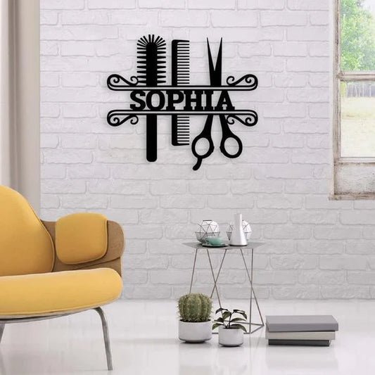 Hair Stylist Salon Customized Name Personalized Salon Metal Sign Cut Metal Sign - 8 inches - metal sign
