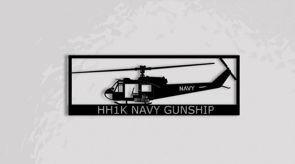 Hh1k Navy Gunship Metal Sign Cut Metal Sign Wall Decor
